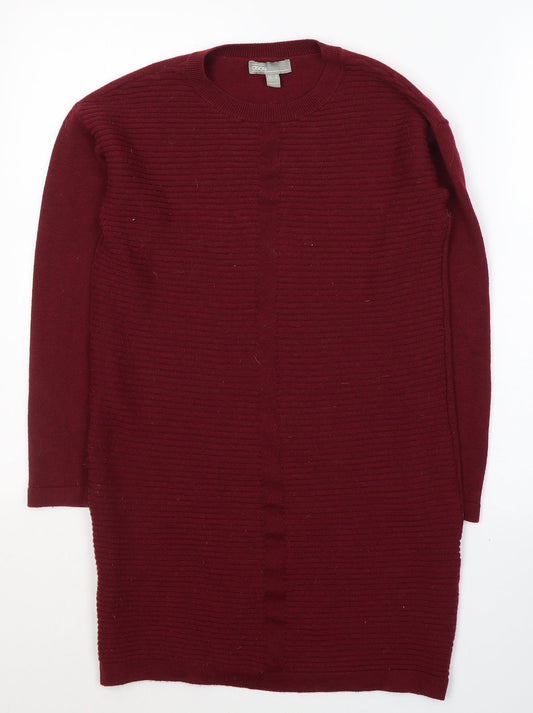 ASOS Womens Red Round Neck  Acrylic Tunic Jumper Size 4