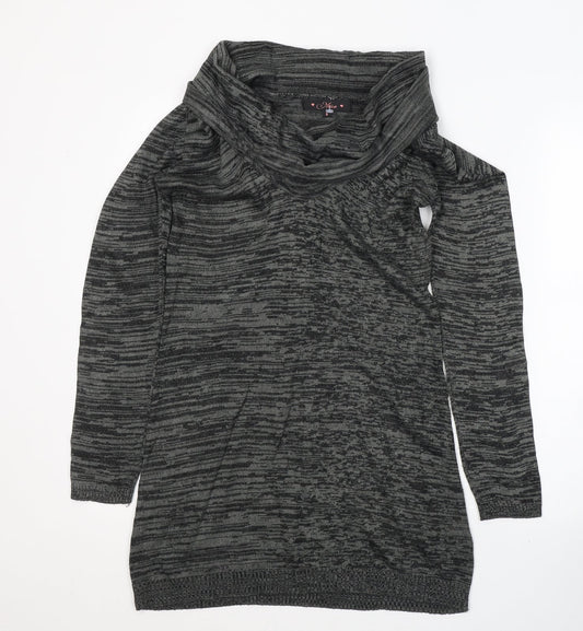 Miso Womens Grey  Acrylic Tunic Blouse Size 8 Roll Neck