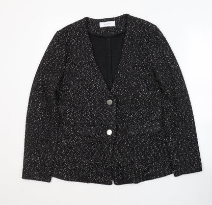 RESEVERED Womens Black Spotted Viscose Jacket Blazer Size S
