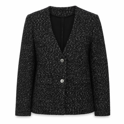 RESEVERED Womens Black Spotted Viscose Jacket Blazer Size S
