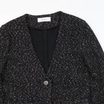RESEVERED Womens Black Spotted Viscose Jacket Blazer Size S
