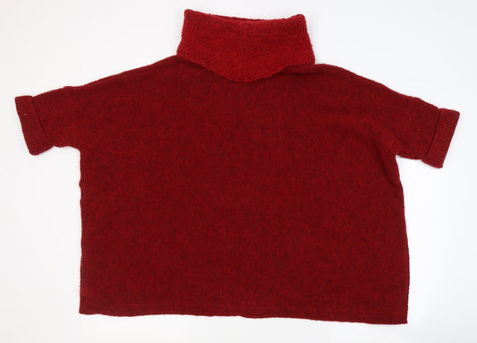 Preloved Olsen Womens Red Roll Neck  Acrylic Pullover Jumper Size 10   - slit sides - Front