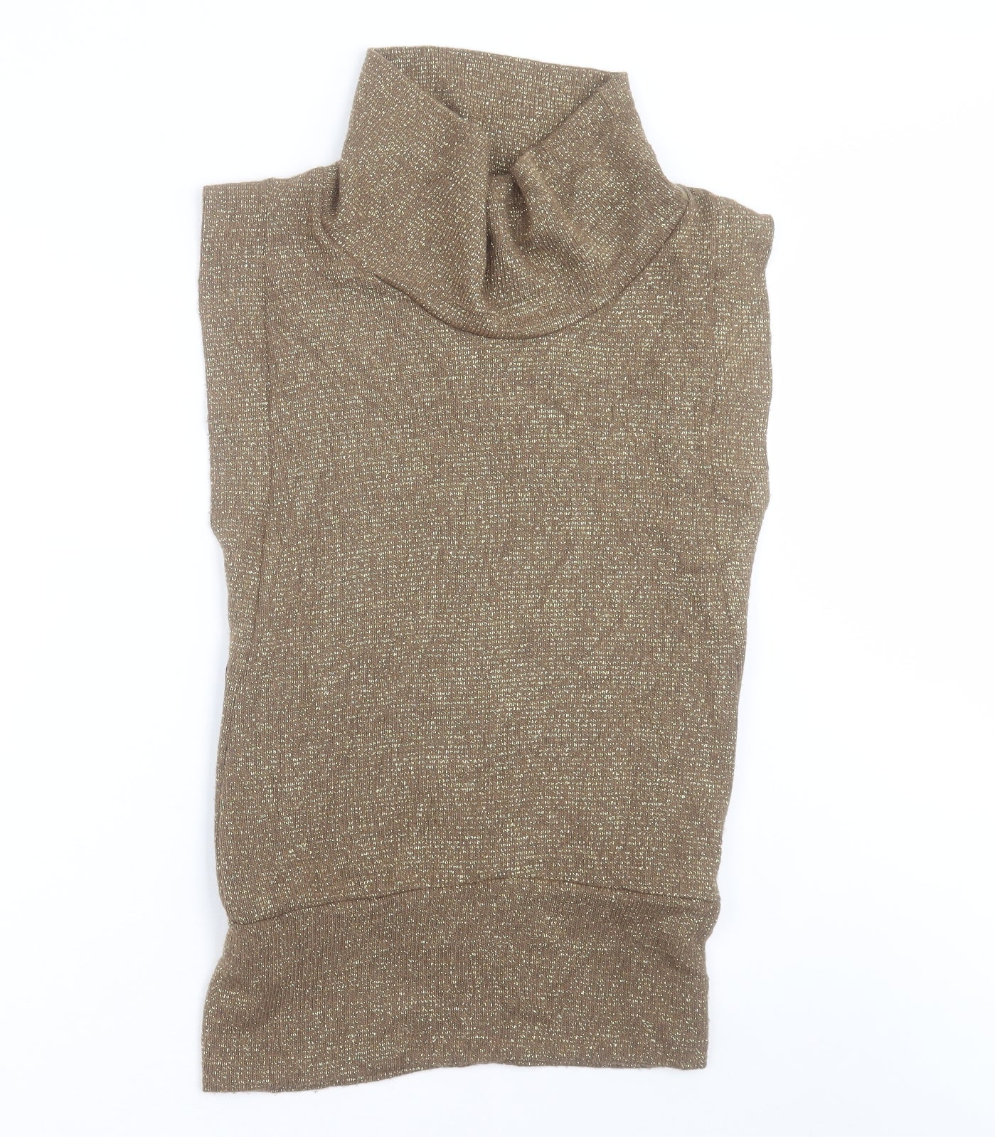 Preworn Womens Gold High Neck  Acrylic Vest Jumper One Size