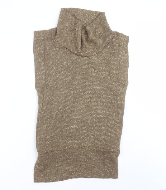 Preworn Womens Gold High Neck  Acrylic Vest Jumper One Size