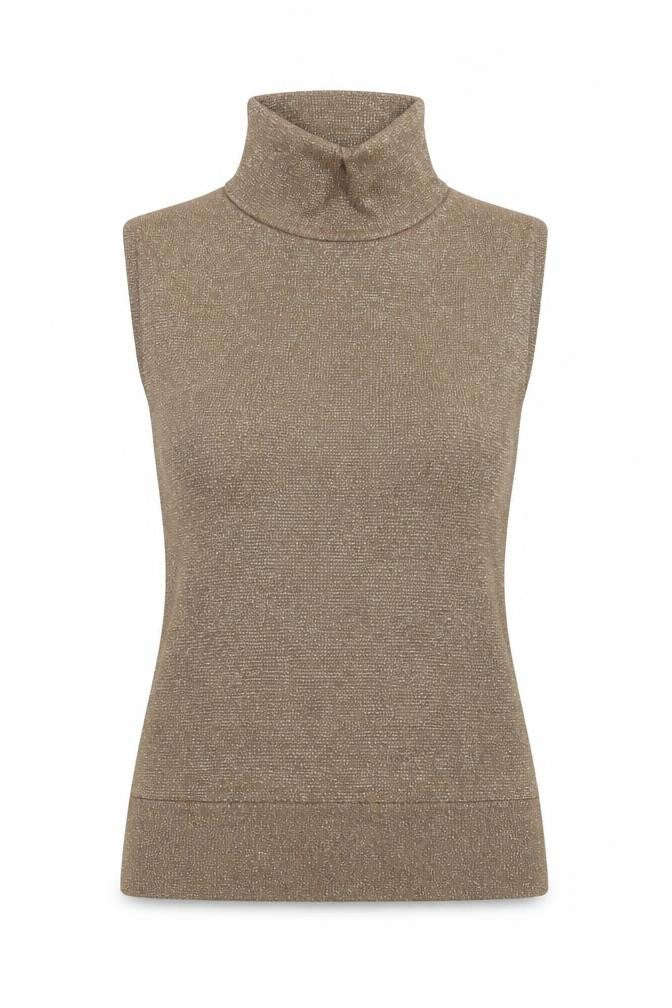 Preworn Womens Gold High Neck  Acrylic Vest Jumper One Size