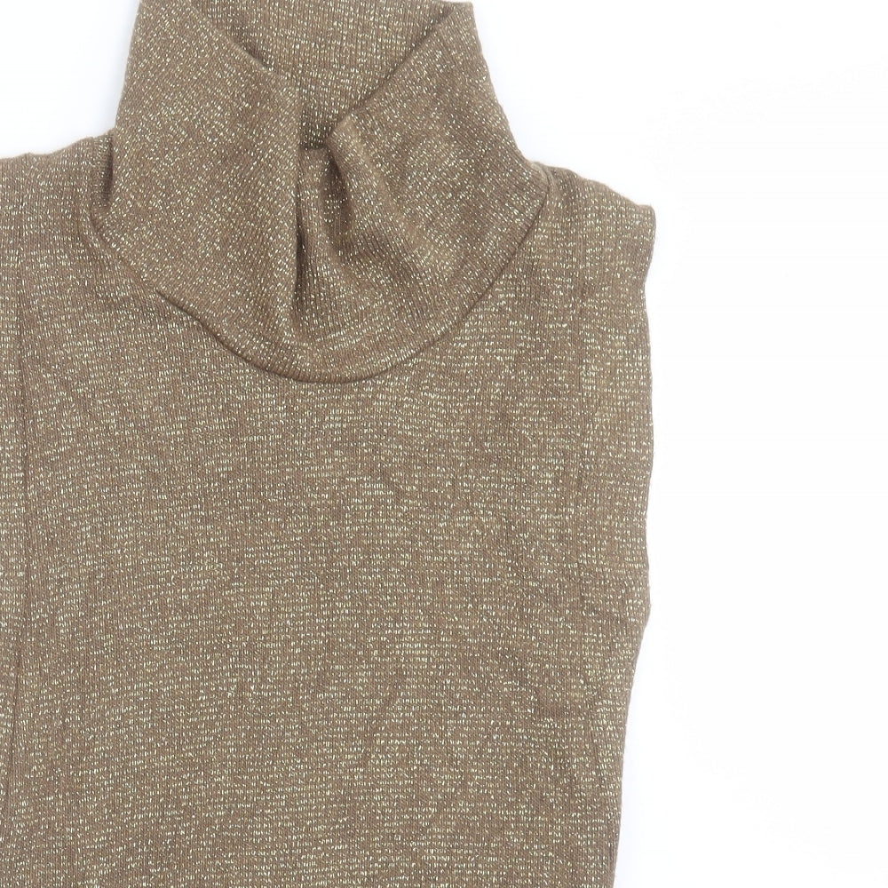 Preworn Womens Gold High Neck  Acrylic Vest Jumper One Size