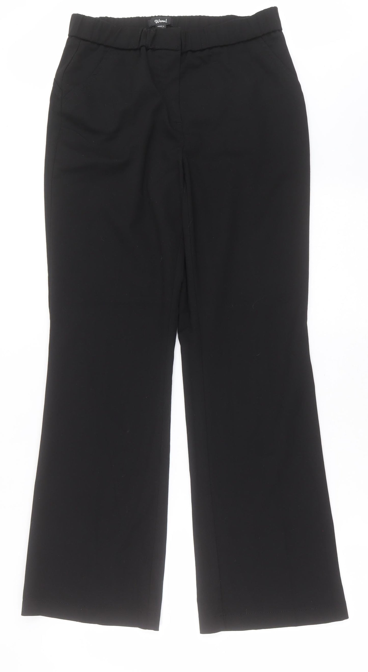 WOW Womens Black  Polyester Trousers  Size 12 L31 in Regular Hook & Eye