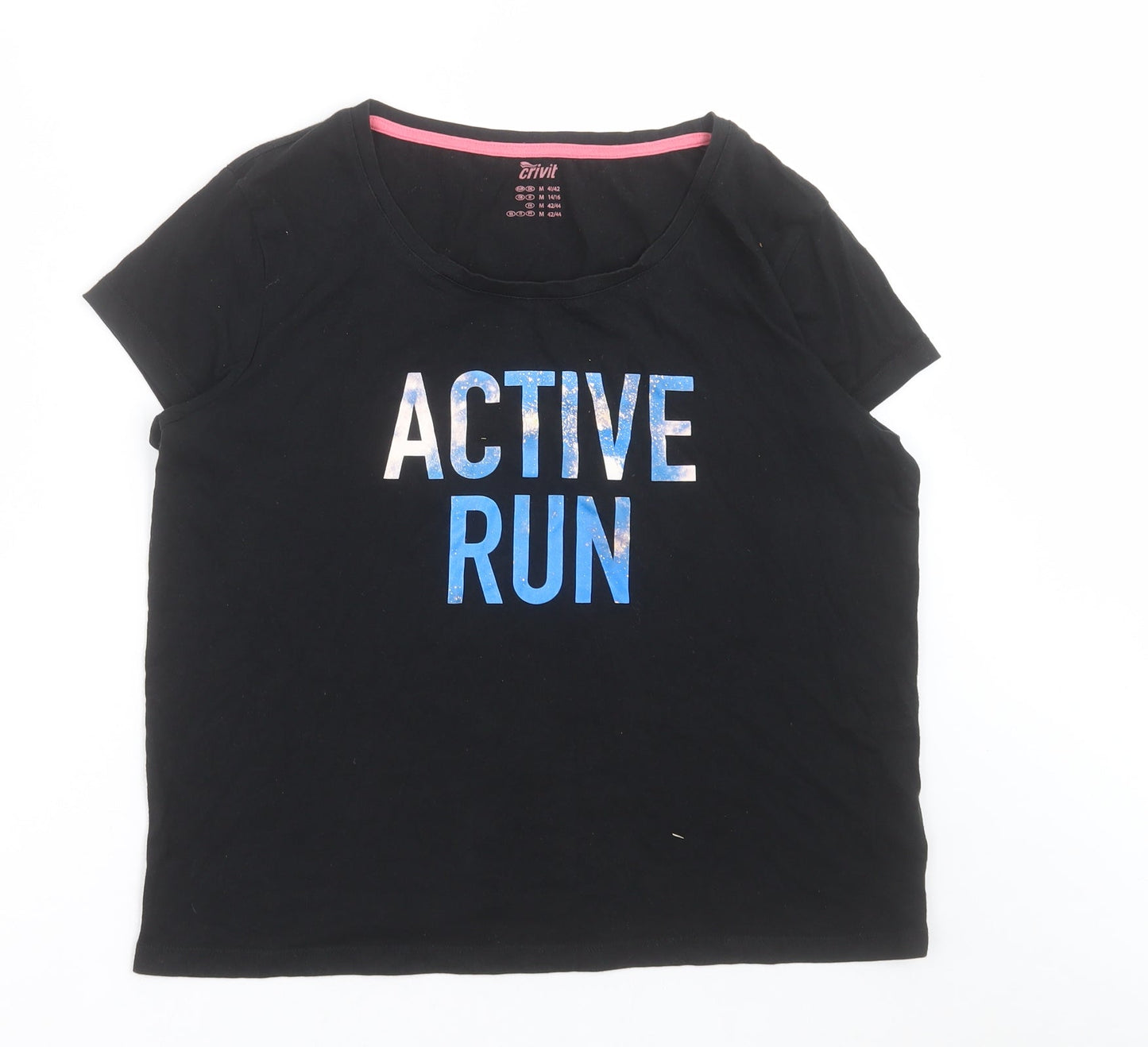 Crivit Womens Black  Cotton Basic T-Shirt Size M Crew Neck Pullover