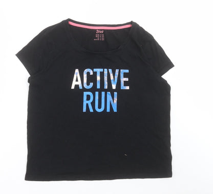 Crivit Womens Black  Cotton Basic T-Shirt Size M Crew Neck Pullover