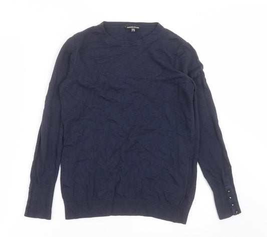 Warehouse Womens Blue Crew Neck  Acrylic Pullover Jumper Size 12