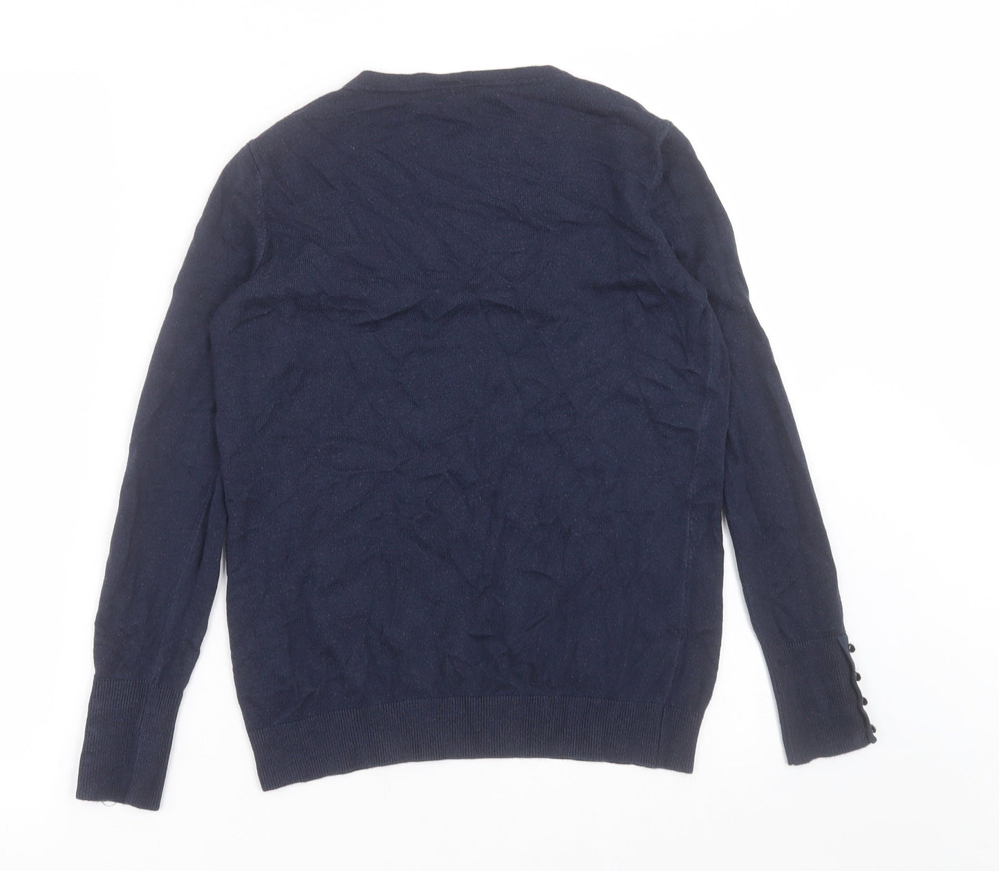 Warehouse Womens Blue Crew Neck  Acrylic Pullover Jumper Size 12