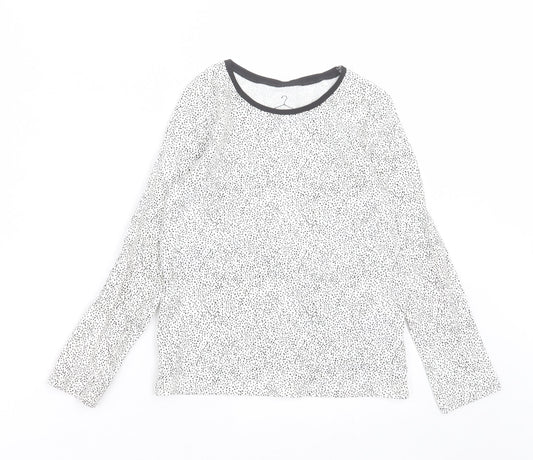 NEXT Girls White Geometric Cotton Basic Casual Size 5-6 Years Crew Neck Pullover