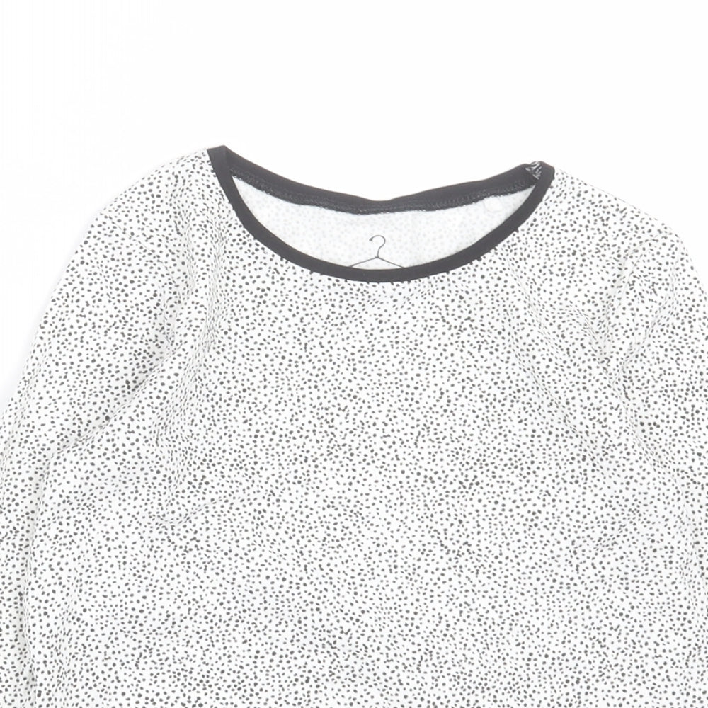 NEXT Girls White Geometric Cotton Basic Casual Size 5-6 Years Crew Neck Pullover