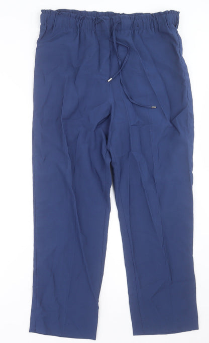 Dunnes Womens Blue  Polyester Trousers  Size 14 L27 in Regular Tie