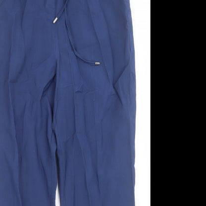 Dunnes Womens Blue  Polyester Trousers  Size 14 L27 in Regular Tie
