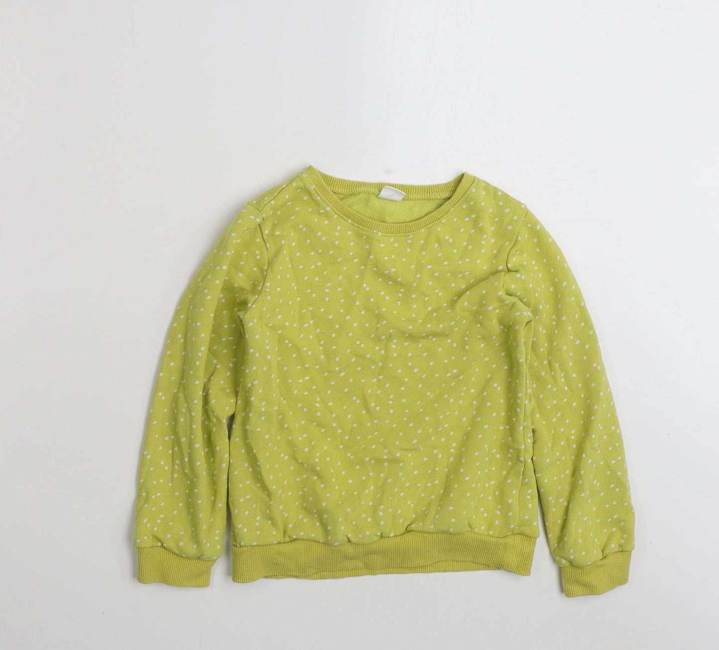 NEXT Girls Yellow Polka Dot Cotton Pullover Sweatshirt Size 8 Years  Pullover