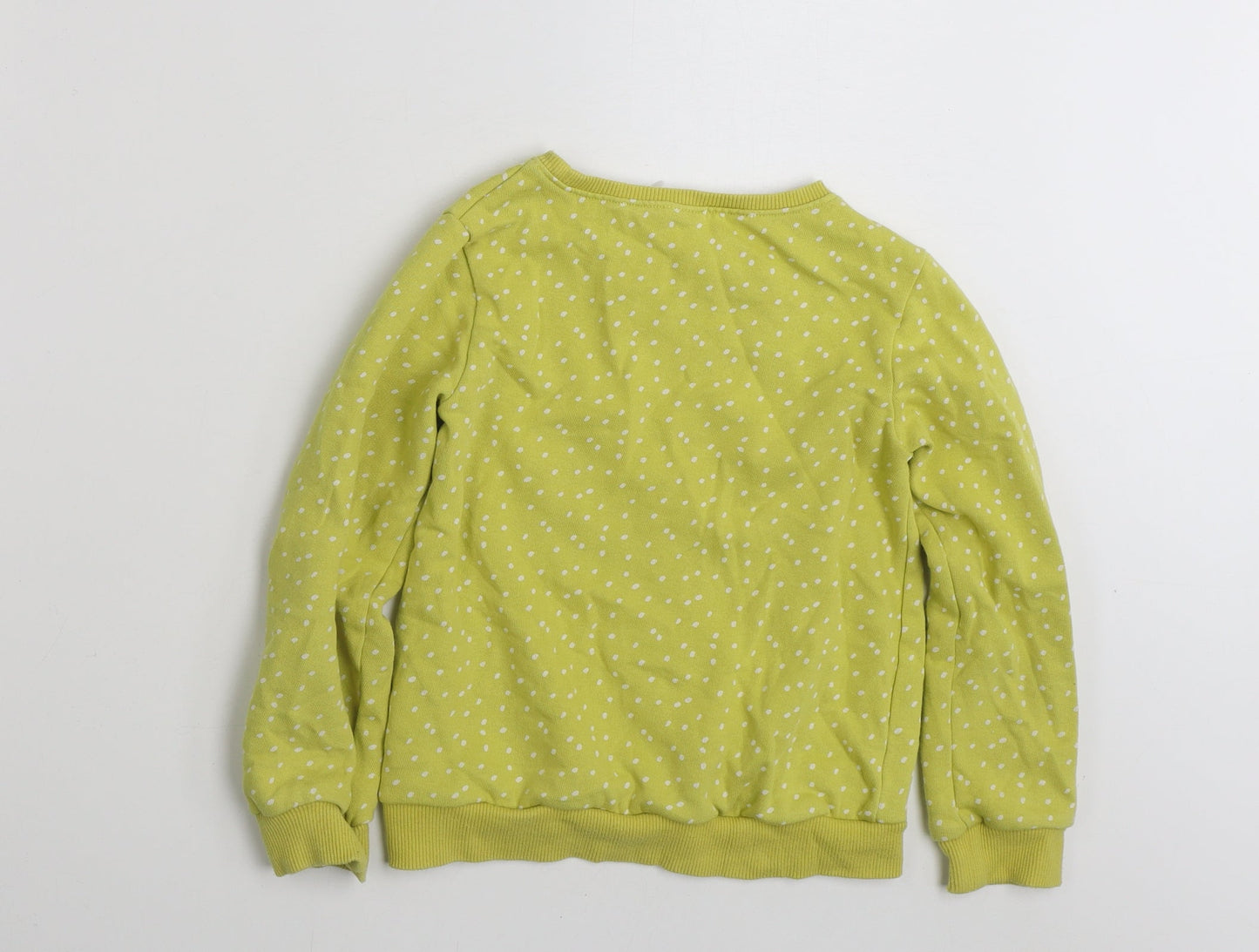 NEXT Girls Yellow Polka Dot Cotton Pullover Sweatshirt Size 8 Years  Pullover