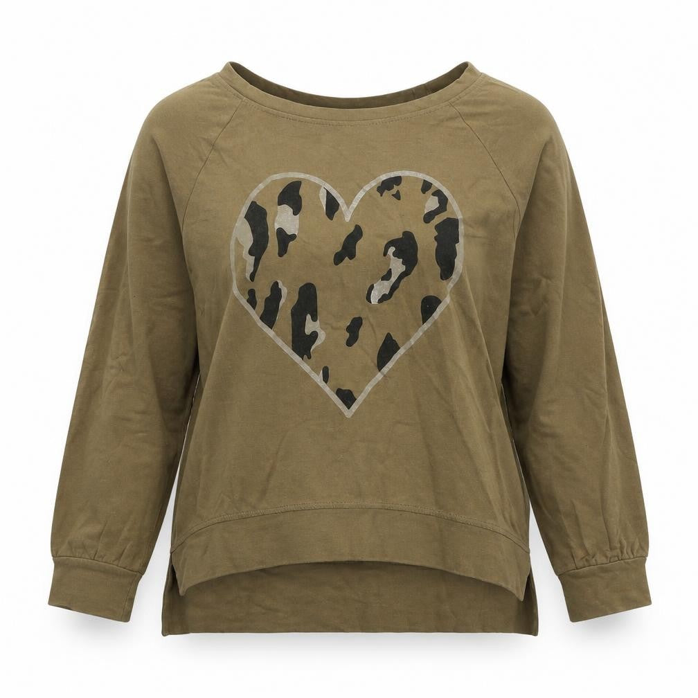 New Collection Womens Brown  Cotton Pullover Sweatshirt Size M  Pullover - Love Heart