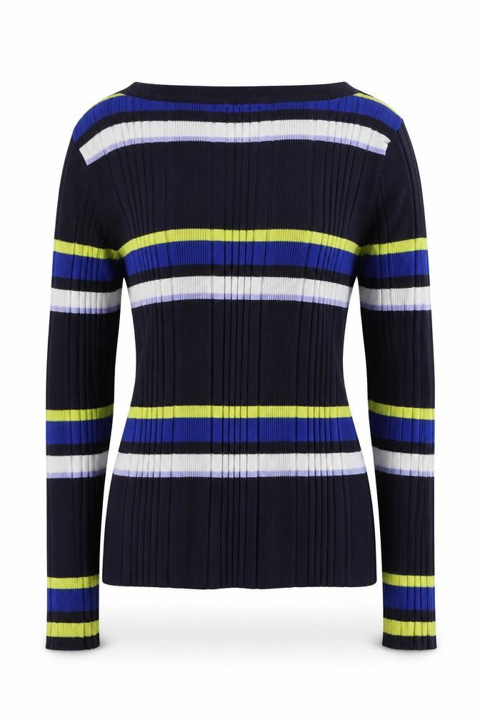Marks & Spencer Womens Multicoloured Crew Neck Striped Viscose Pullover Jumper Size 12