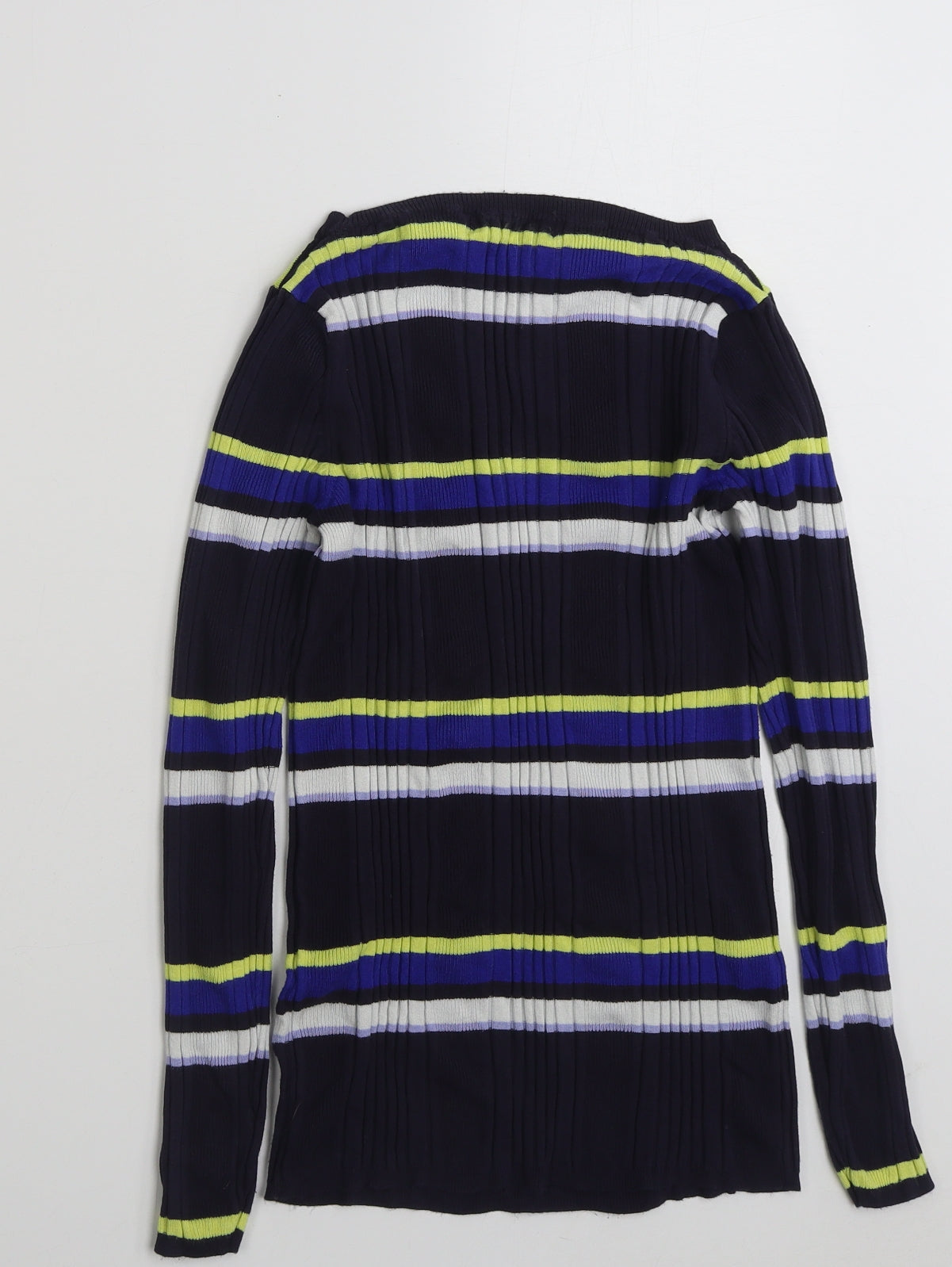 Marks and Spencer Womens Multicoloured Crew Neck Striped Viscose Pullover Jumper Size 12