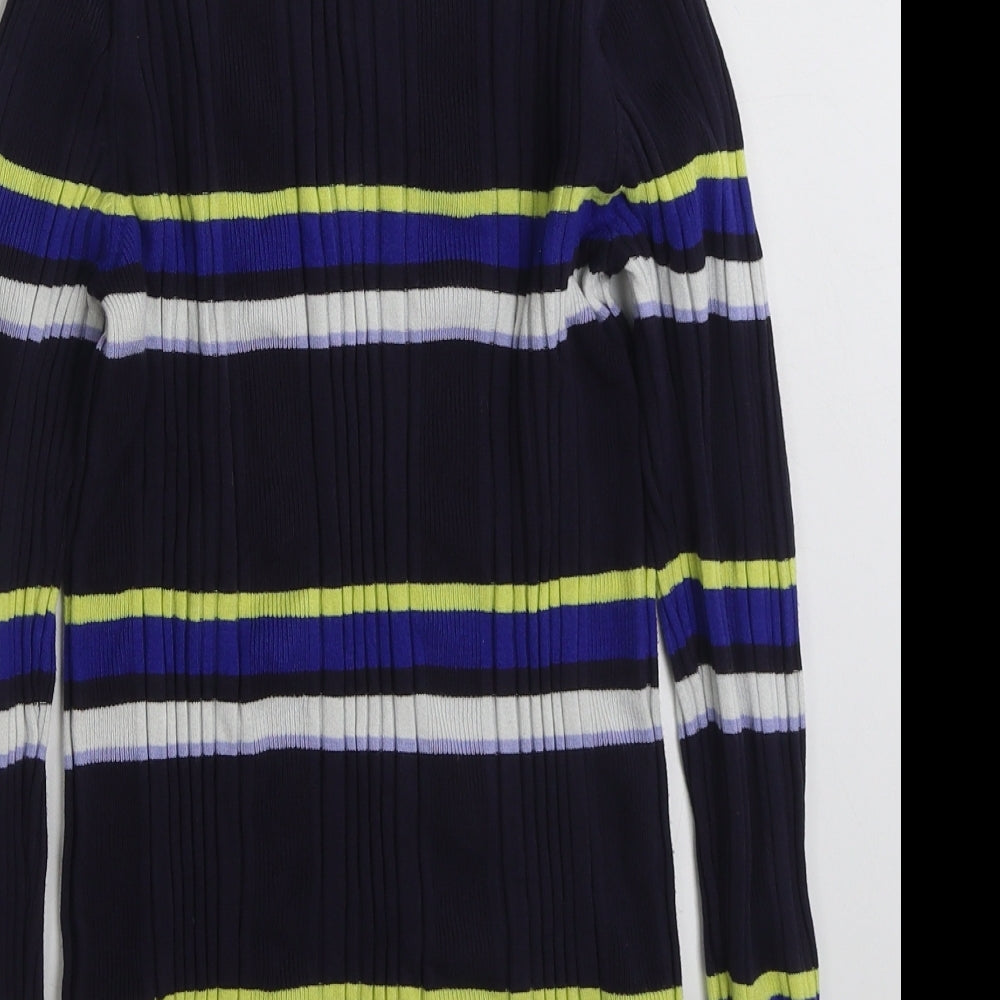 Marks and Spencer Womens Multicoloured Crew Neck Striped Viscose Pullover Jumper Size 12
