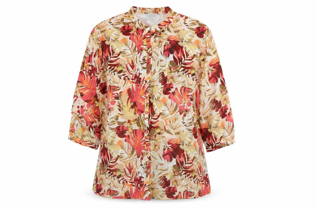 cotswold collection Womens Beige Floral Viscose Basic Blouse Size 12 Crew Neck