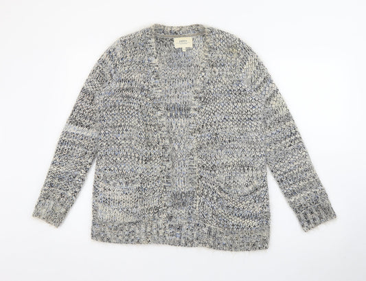 Papaya Womens Grey V-Neck  Acrylic Cardigan Jumper Size S