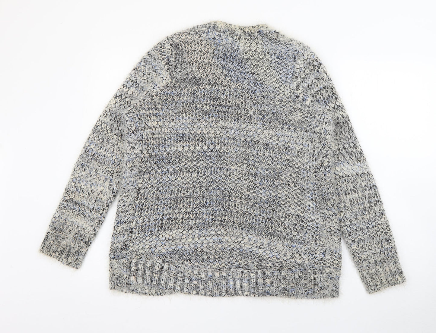 Papaya Womens Grey V-Neck  Acrylic Cardigan Jumper Size S