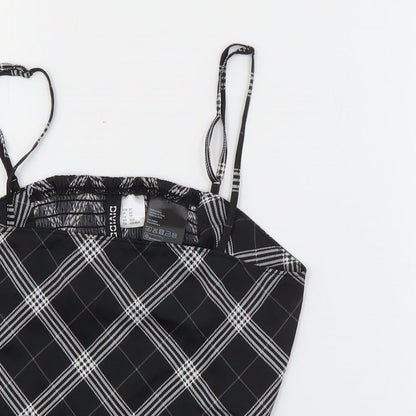 H&M Womens Black Plaid Polyester Cropped Tank Size XS Square Neck