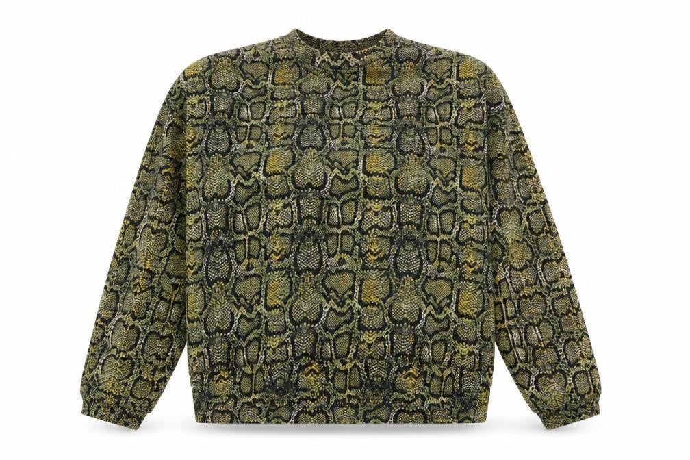 Pull&Bear Womens Green Animal Print Cotton Pullover Sweatshirt Size S