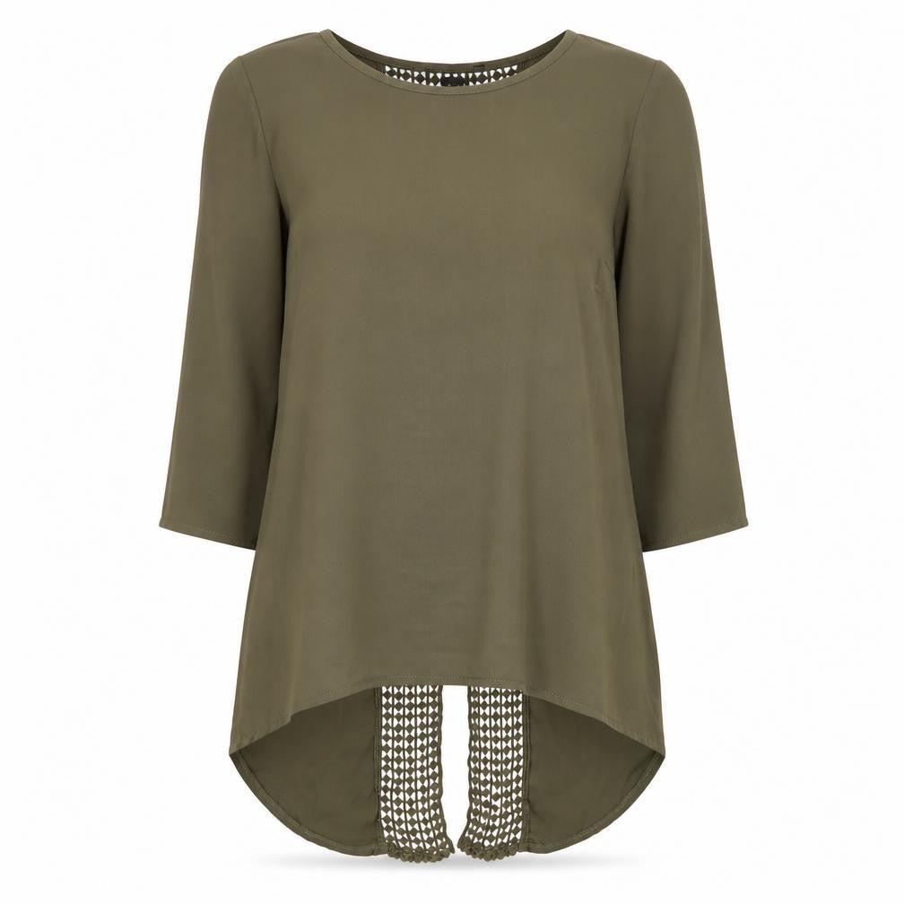 Primark Womens Green  Polyester Basic Blouse Size 6 Scoop Neck