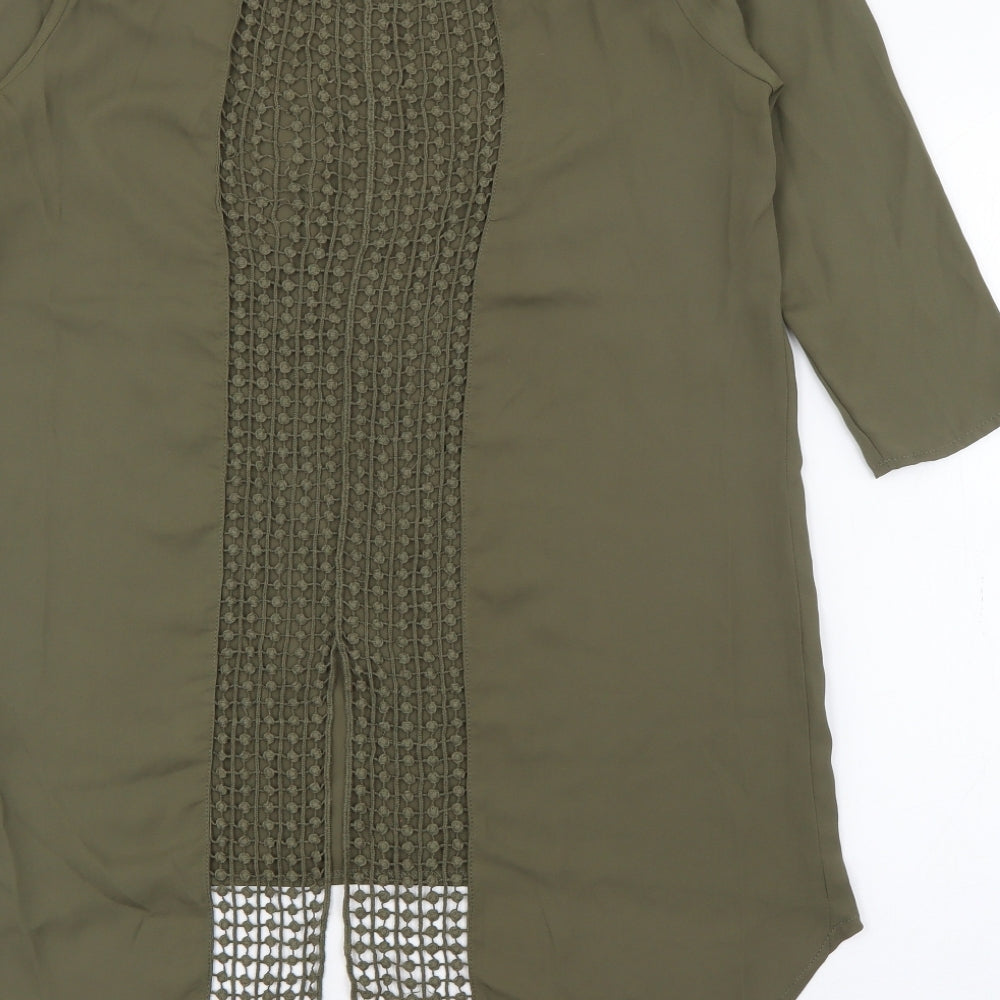 Primark Womens Green  Polyester Basic Blouse Size 6 Scoop Neck