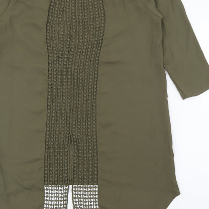 Primark Womens Green  Polyester Basic Blouse Size 6 Scoop Neck