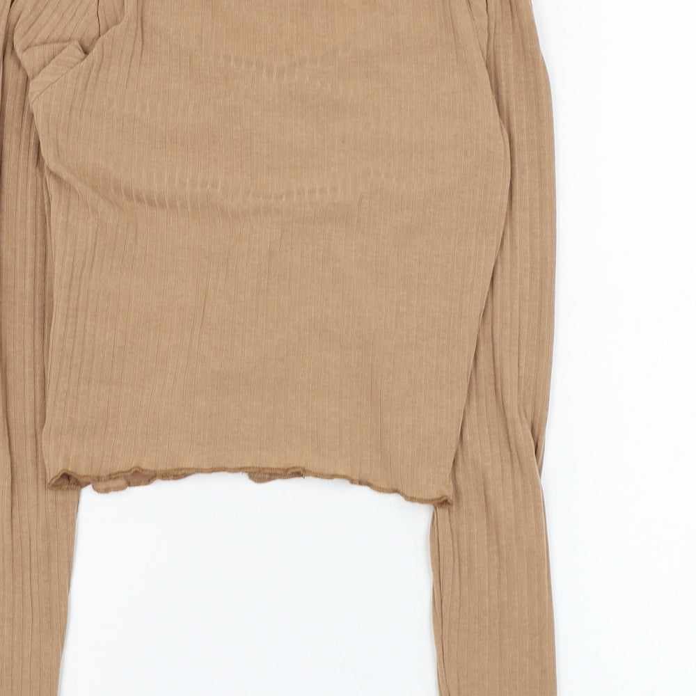 New Look Womens Brown Scoop Neck  Polyester Cardigan Jumper Size 10