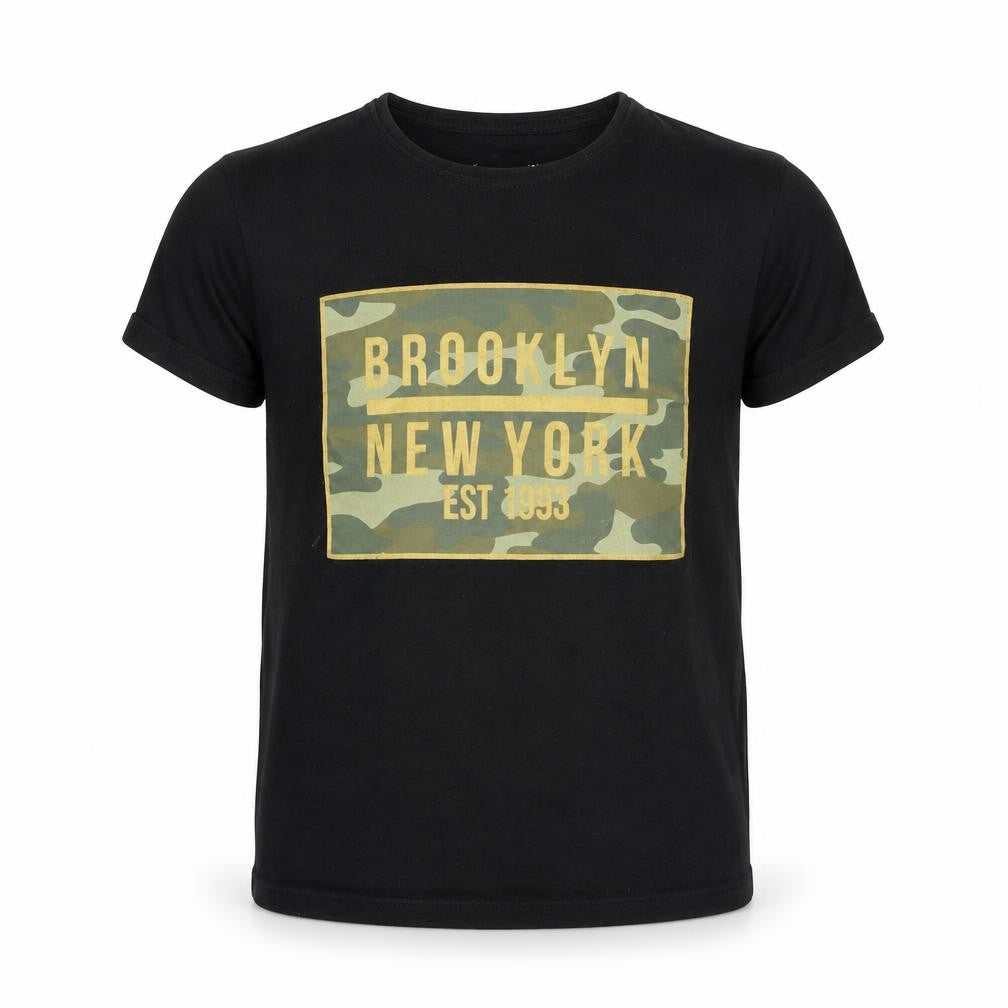 Primark Boys Black  Cotton Basic T-Shirt Size 8-9 Years Round Neck Pullover