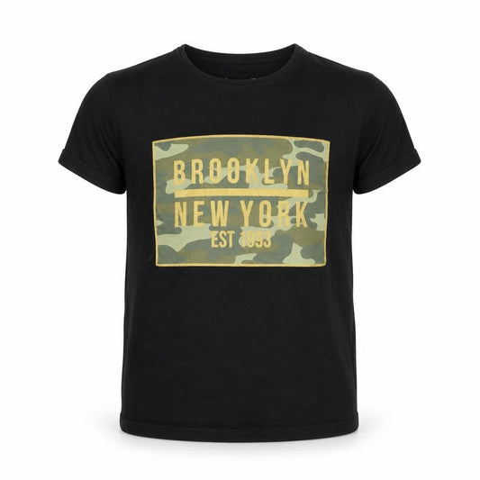 Primark Boys Black  Cotton Basic T-Shirt Size 8-9 Years Round Neck Pullover