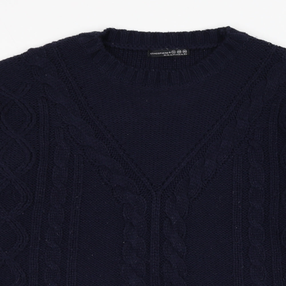 Atmosphere Womens Blue Round Neck  Acrylic Pullover Jumper Size 14