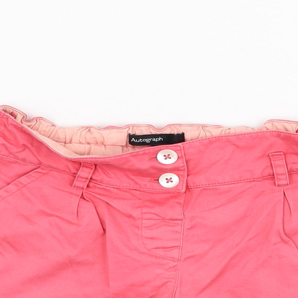 Marks and Spencer Girls Pink  Cotton Paperbag Shorts Size 3-4 Years  Regular