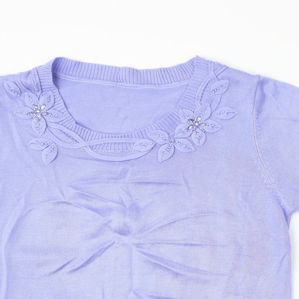 Preworn Womens Purple Round Neck  Acrylic Pullover Jumper Size L