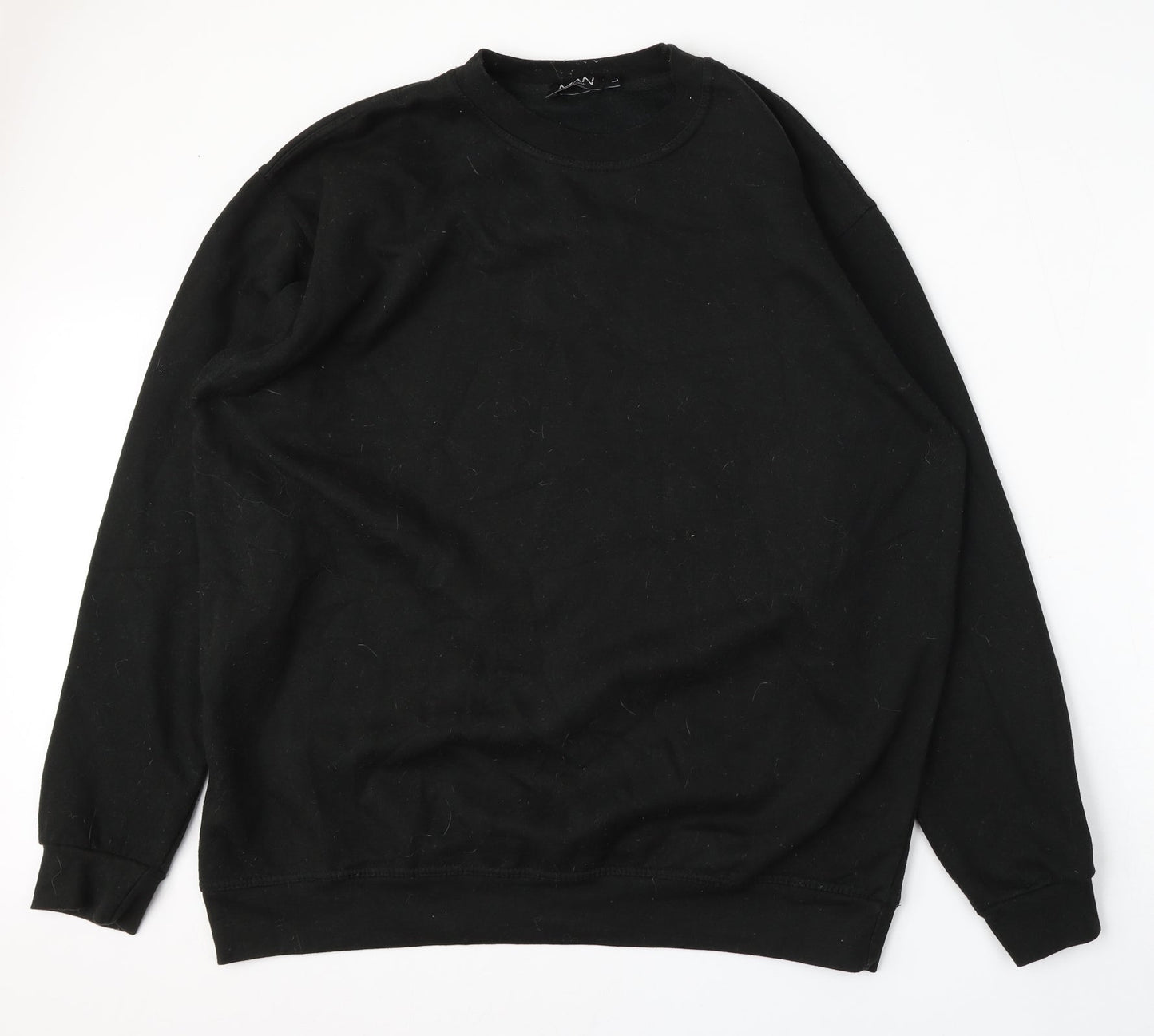 boohooMAN Mens Black  Cotton Pullover Sweatshirt Size L