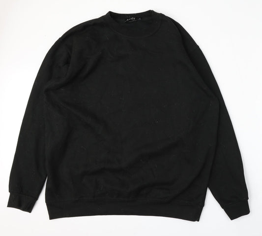 boohooMAN Mens Black  Cotton Pullover Sweatshirt Size L