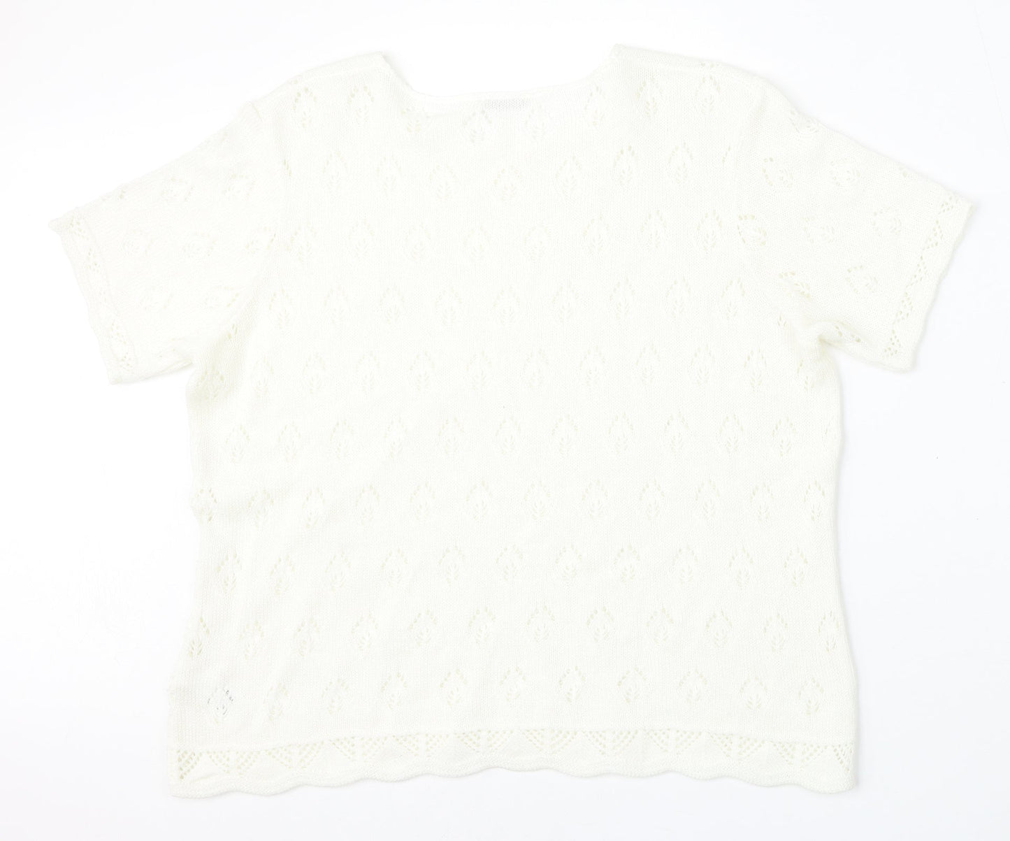 Marks and Spencer Womens White Round Neck  Acrylic Pullover Jumper Size 18