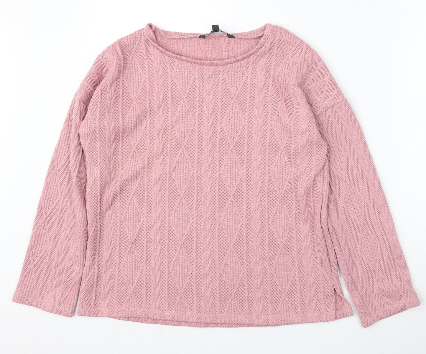 Bonmarché Womens Pink Round Neck  Polyester Pullover Jumper Size 10