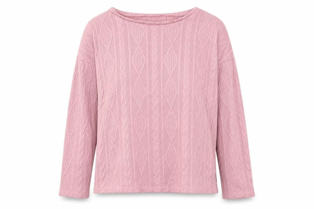 Bonmarché Womens Pink Round Neck Polyester Pullover Jumper Size 10