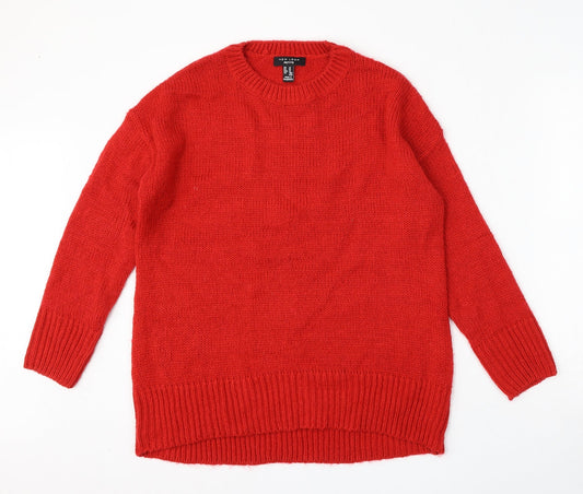 New Look Womens Red Round Neck  Acrylic Pullover Jumper Size M