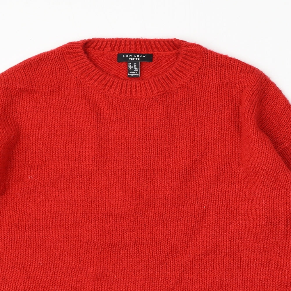 New Look Womens Red Round Neck  Acrylic Pullover Jumper Size M