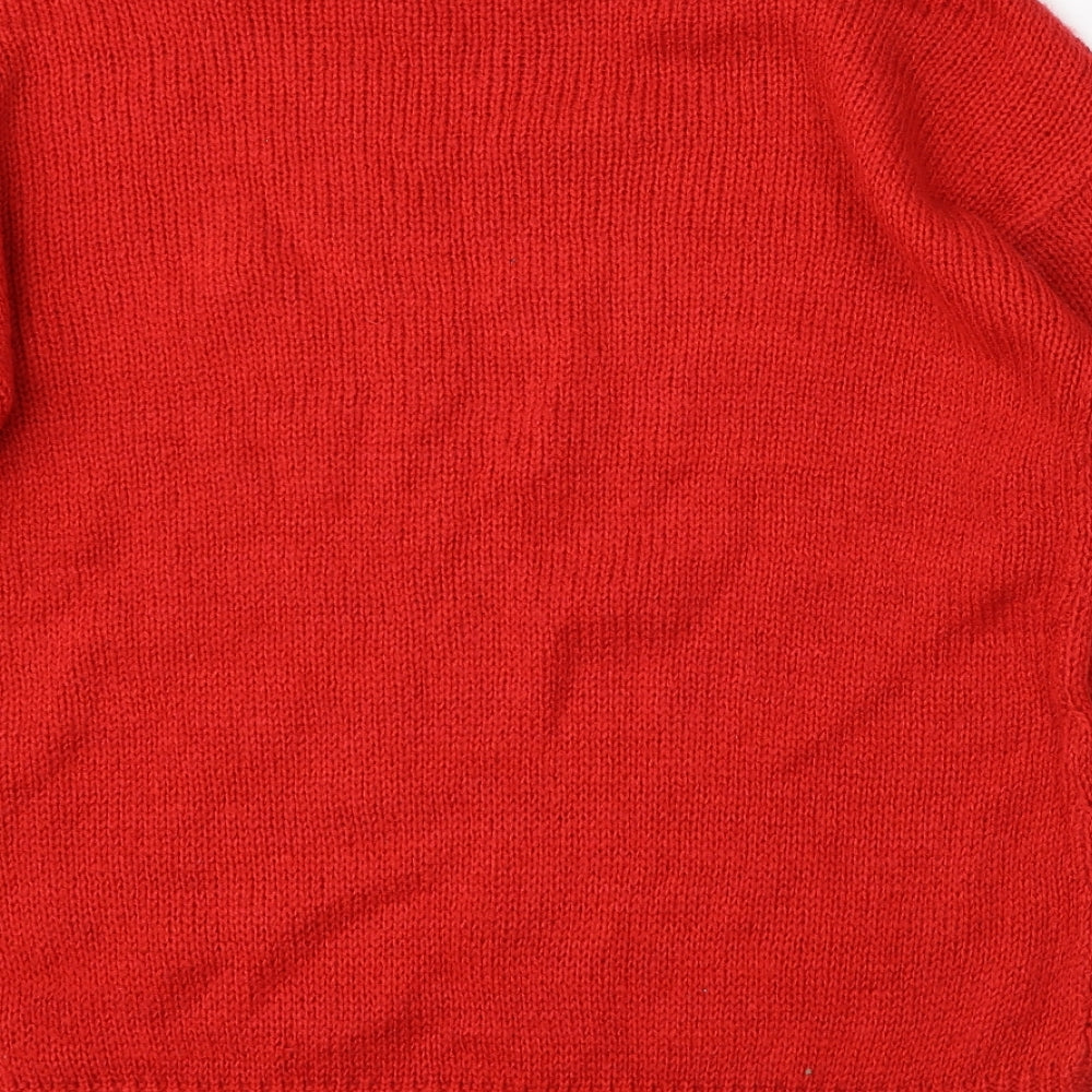 New Look Womens Red Round Neck  Acrylic Pullover Jumper Size M