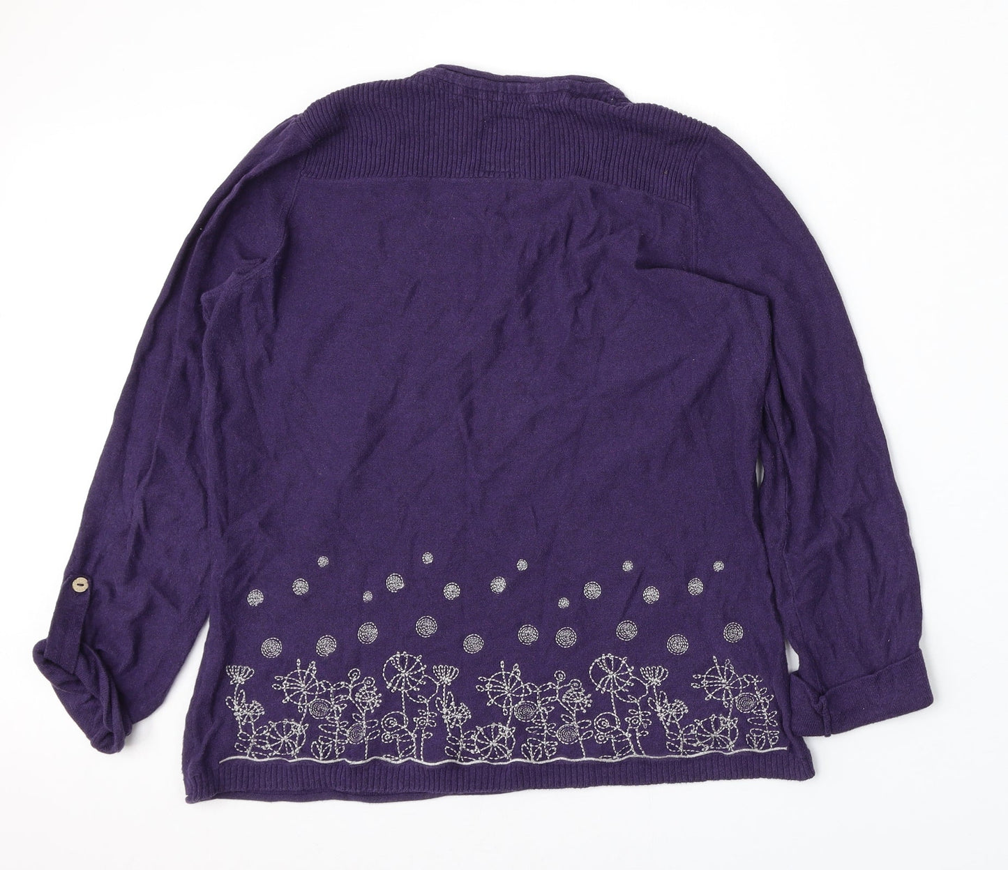 Peacocks Womens Purple Round Neck  Cotton Pullover Jumper Size 12