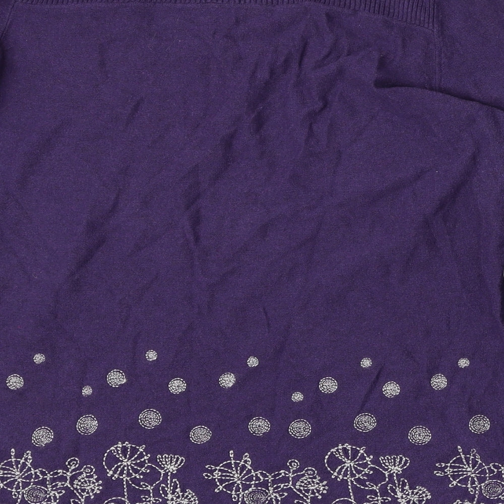 Peacocks Womens Purple Round Neck  Cotton Pullover Jumper Size 12