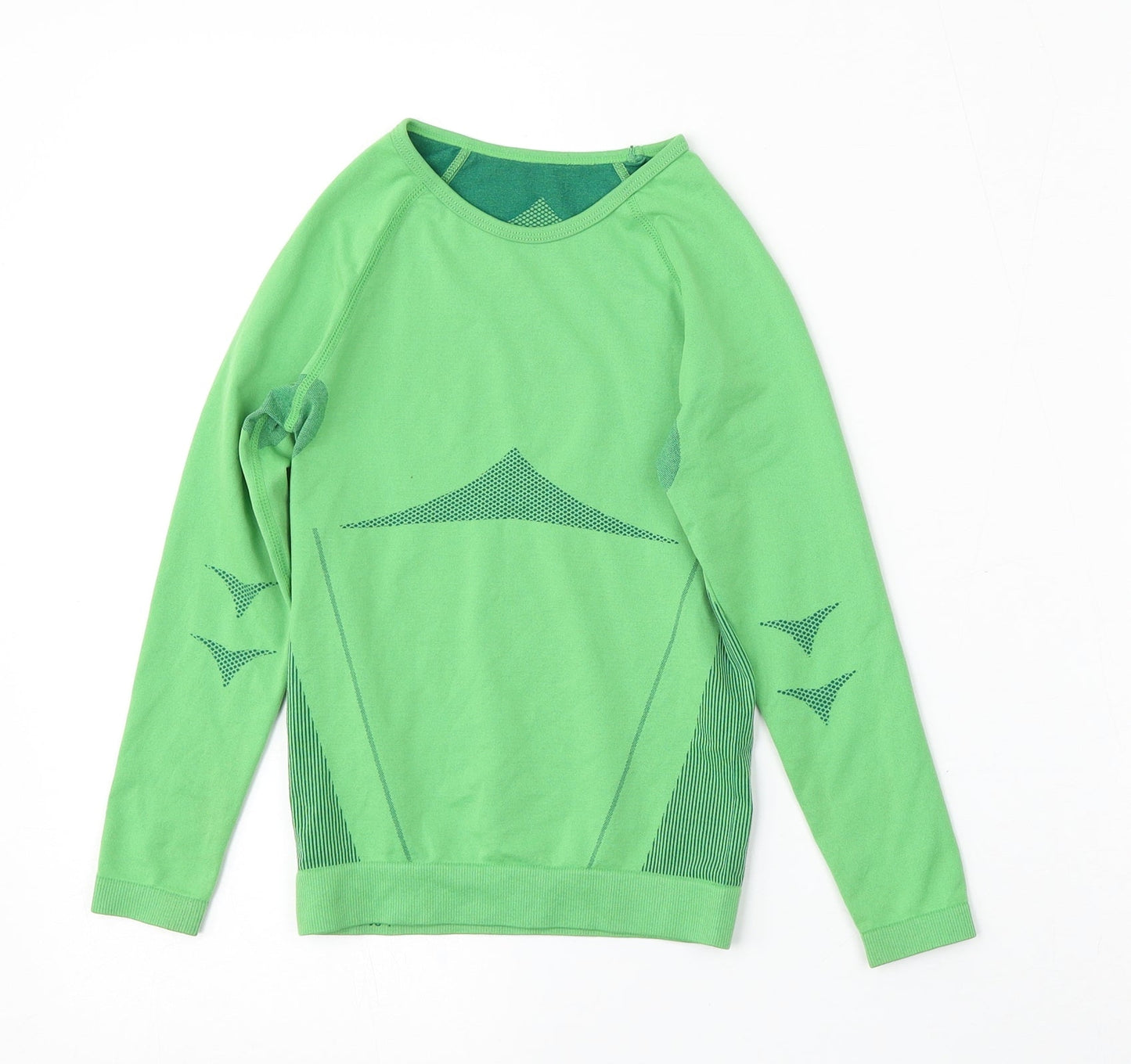 Preworn Girls Green  Polyester Basic T-Shirt Size 7-8 Years Round Neck